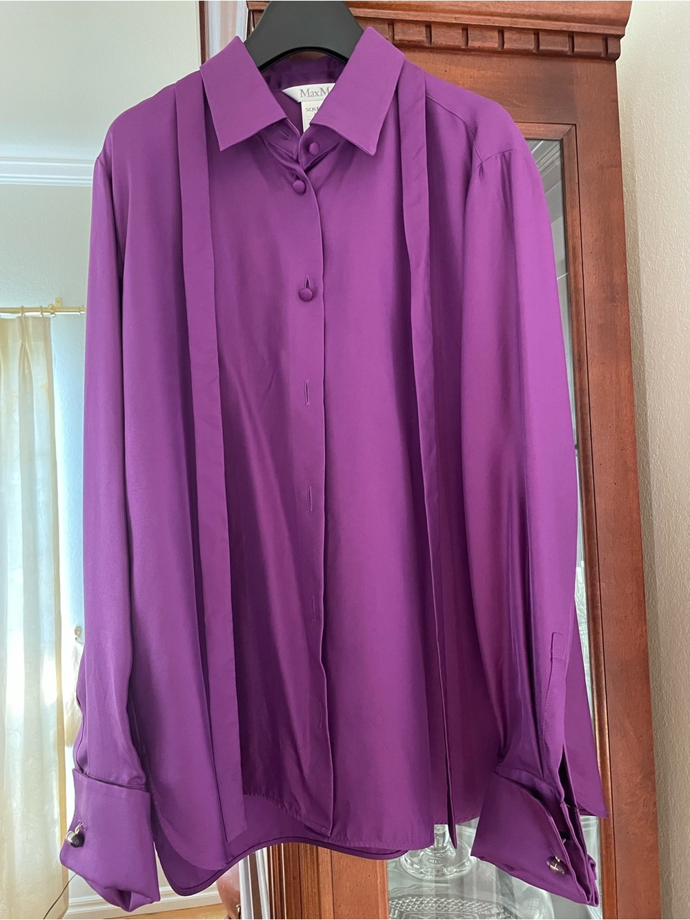 Max Mara Toano tie-neck silk shirt in purple